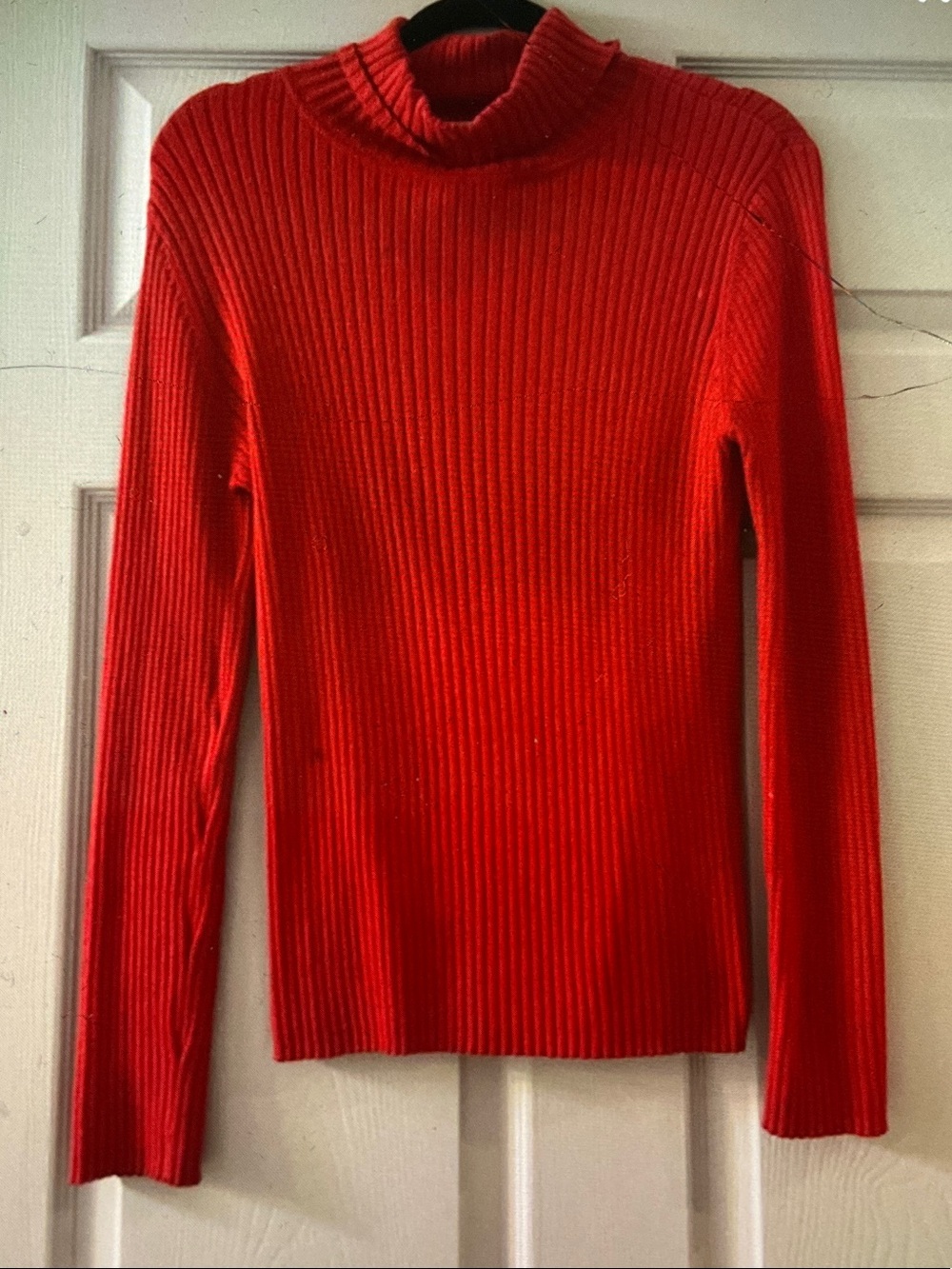 Chadwicks Bright Red Ribbed Turtleneck Sweater